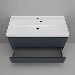 Style Line Тумба с раковиной Манхэттен 100 Plus подвесная эмаль графит матовая – фотография-5